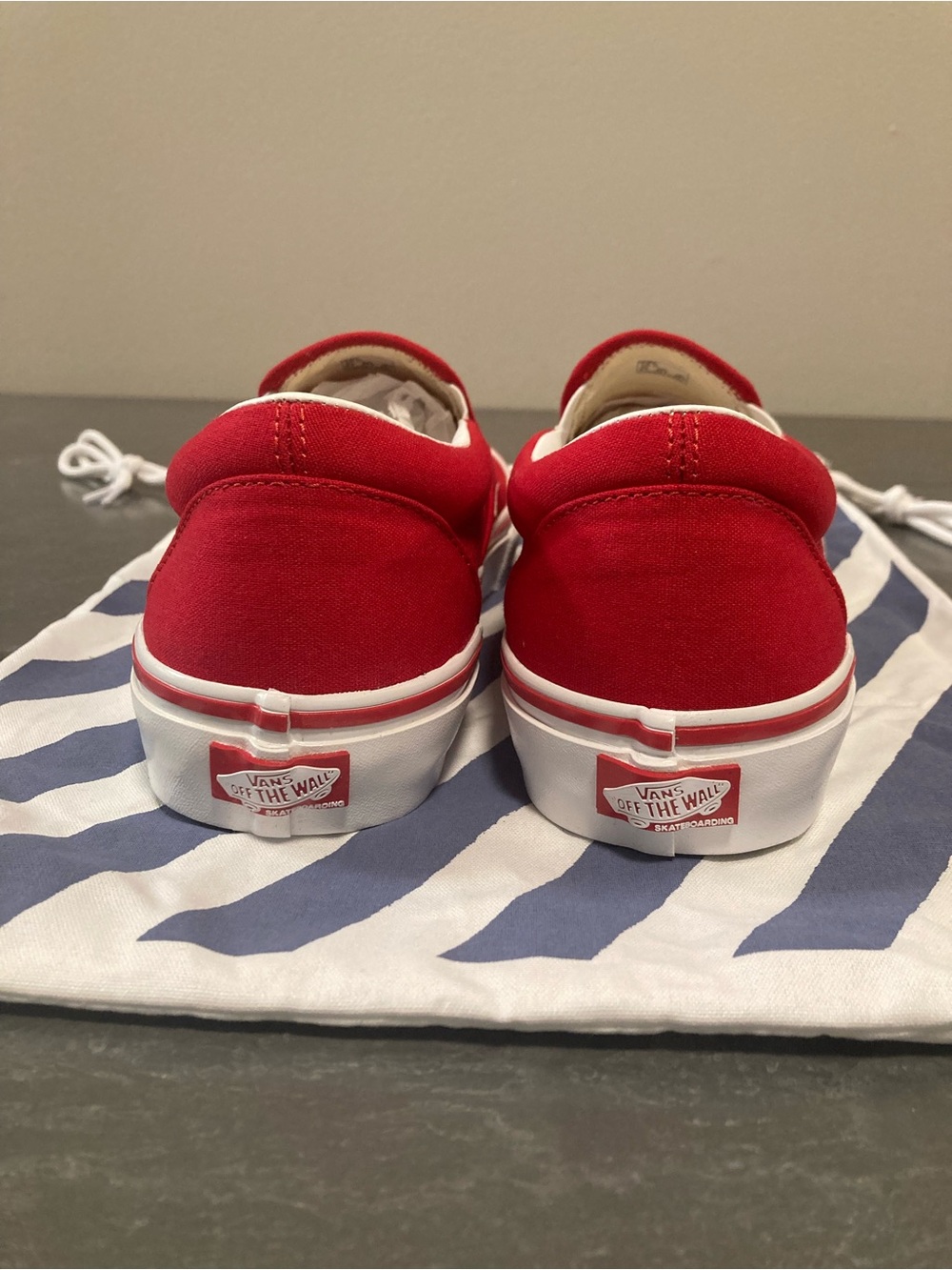 Vans custom non embroidered Red Canvas Classic Slip-On Loafers - Picture 8 of 10